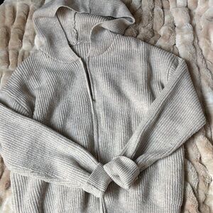 Cozy Beige Knit Hoodie